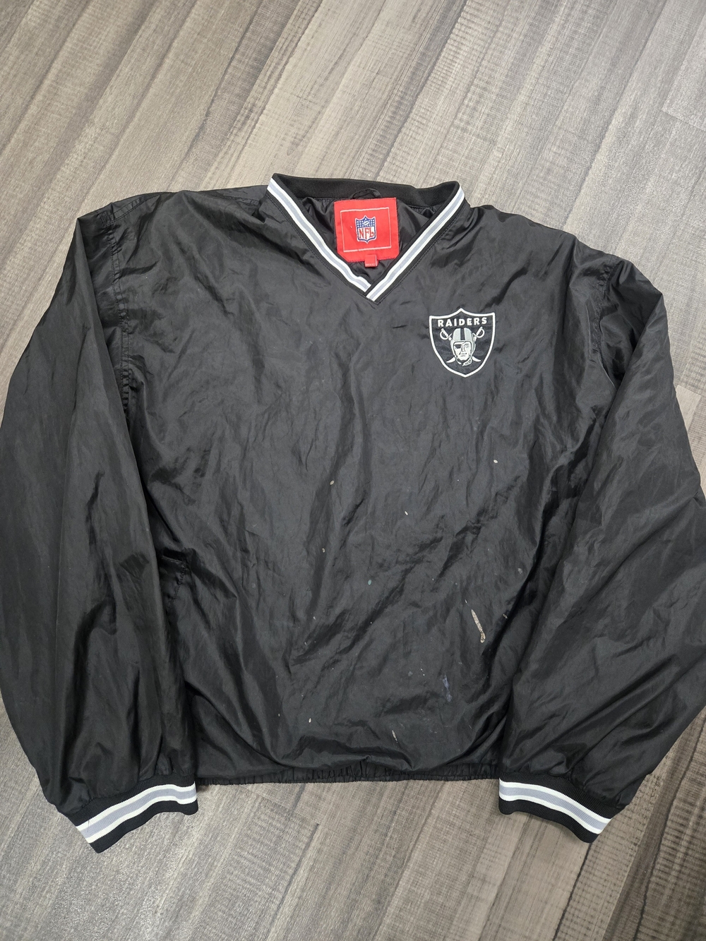 2XL Raiders Black V-Neck Pullover Jacket